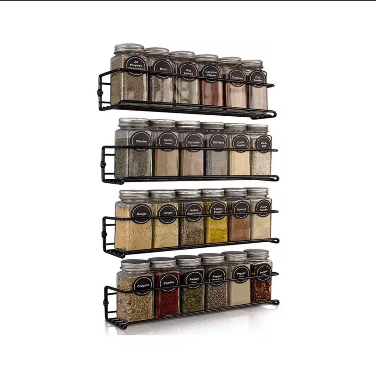 Wall Mount Spice Rack Organizer for Home Kitchens - Rust-Resistant Metal - Holds 20+ Spice Jars